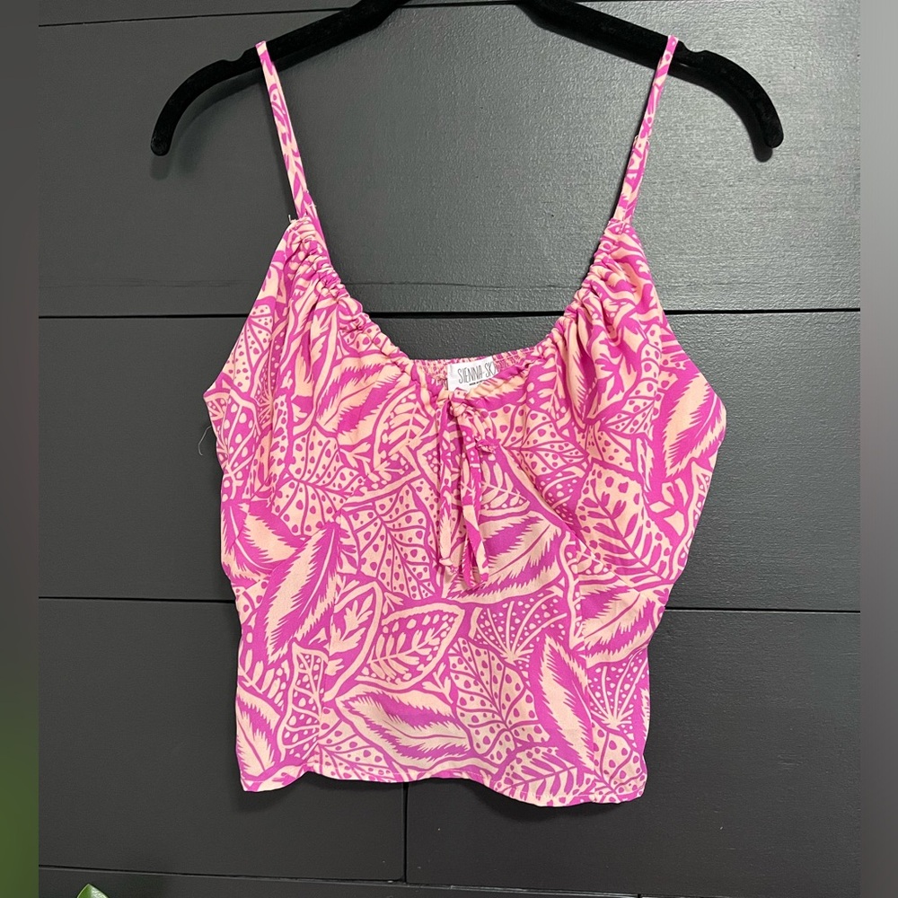 SIENNA SKY Boho Chic Tropical Spaghetti Strap Tank Top. Women’s Sz M. EUC